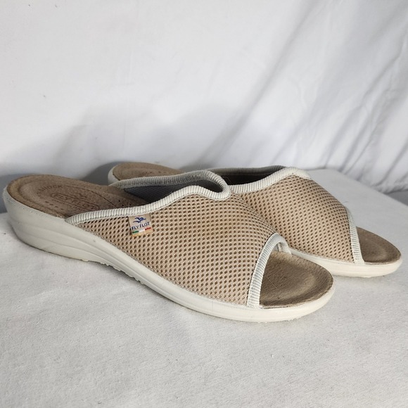 Fly Flot Shoes - Fly Flot Tan Mesh Anatomic Anti-Shock Slide Sandals Womens 39 / 8.5